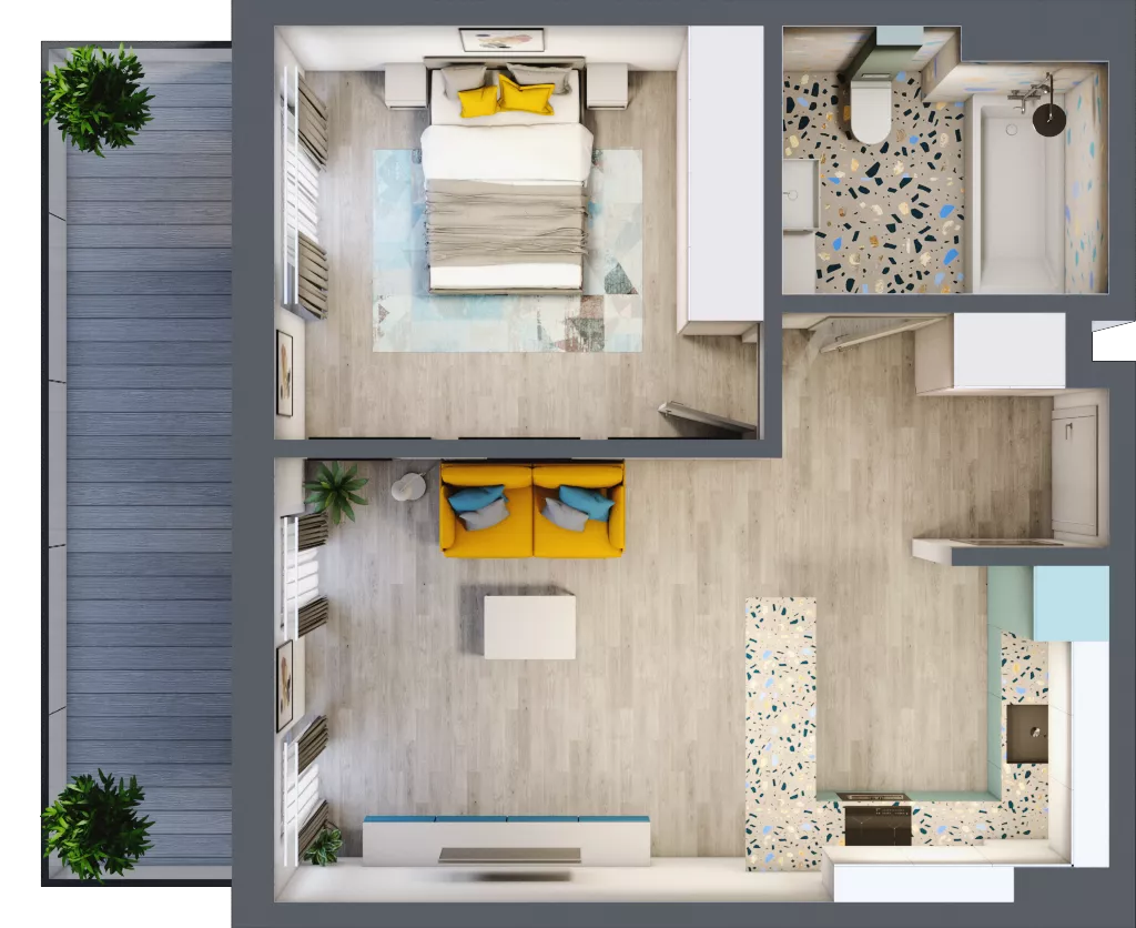 2 pokoje, mieszkanie 44,42 m², parter, oferta nr G5B.32, Geometryczna 5B, Warszawa, Białołęka, Grodzisk, ul. Geometryczna 5B
