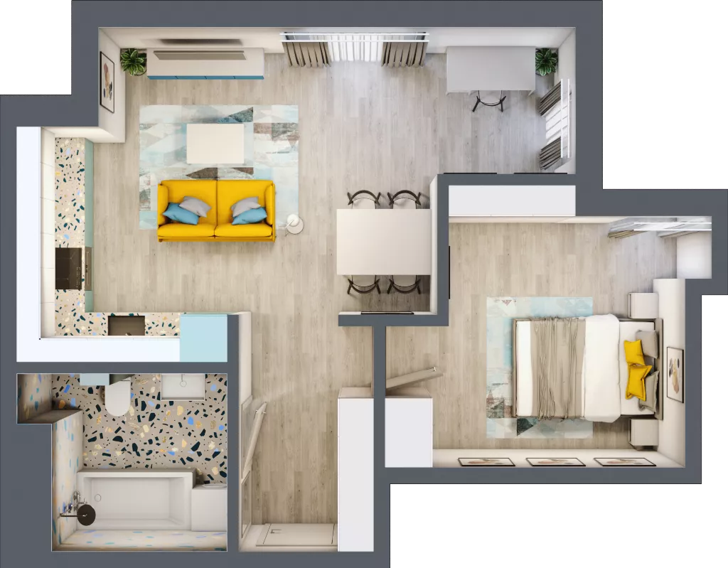 2 pokoje, mieszkanie 45,69 m², parter, oferta nr G5B.54, Geometryczna 5B, Warszawa, Białołęka, Grodzisk, ul. Geometryczna 5B