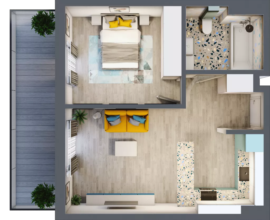 2 pokoje, mieszkanie 44,45 m², parter, oferta nr G5B.58, Geometryczna 5B, Warszawa, Białołęka, Grodzisk, ul. Geometryczna 5B