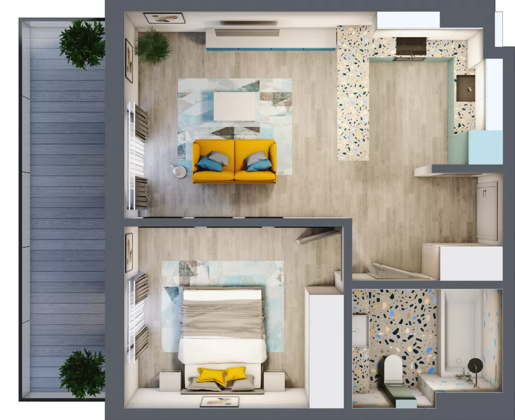 2 pokoje, mieszkanie 44,34 m², parter, oferta nr G5B.56, Geometryczna 5B, Warszawa, Białołęka, Grodzisk, ul. Geometryczna 5B