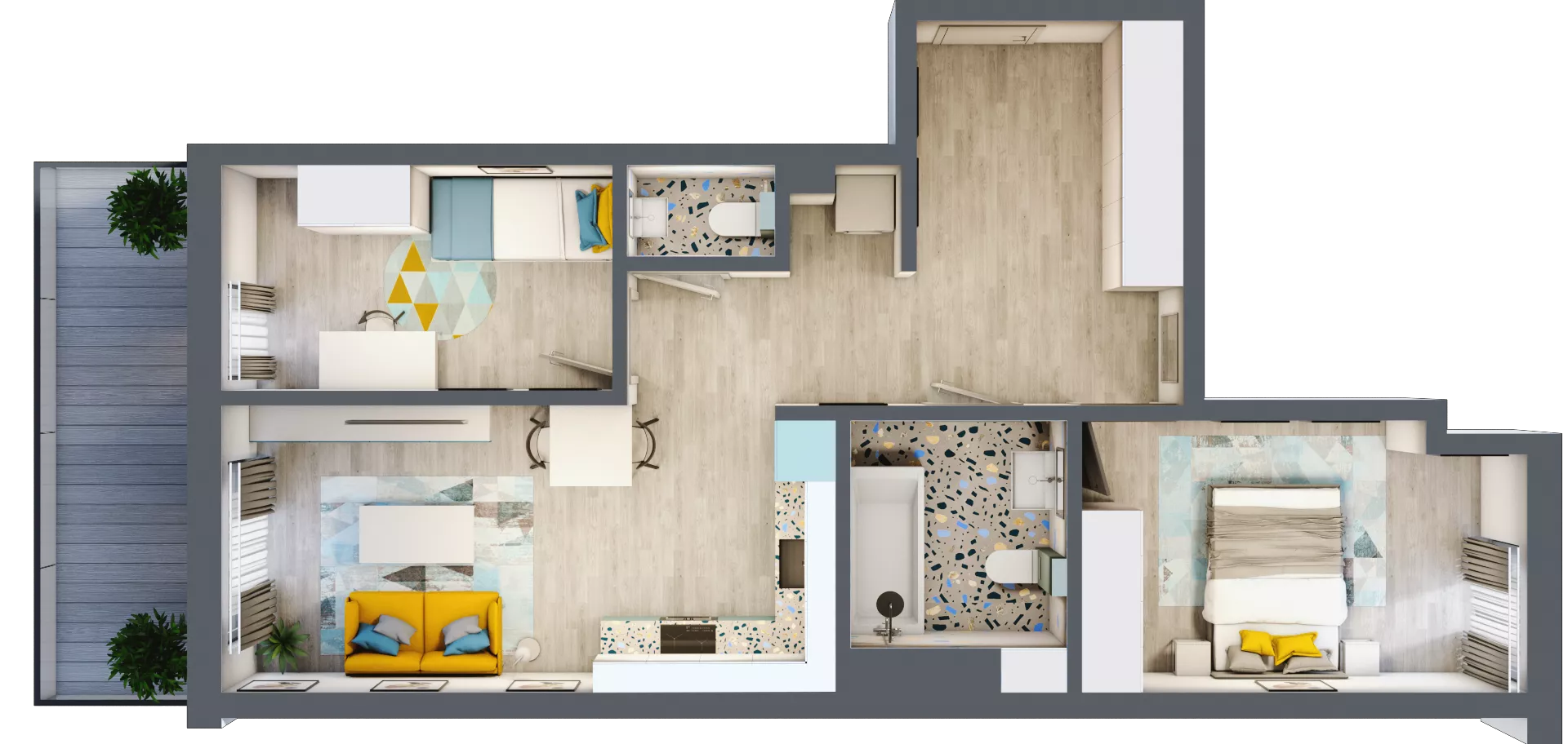 3 pokoje, mieszkanie 59,83 m², parter, oferta nr G5B.55, Geometryczna 5B, Warszawa, Białołęka, Grodzisk, ul. Geometryczna 5B