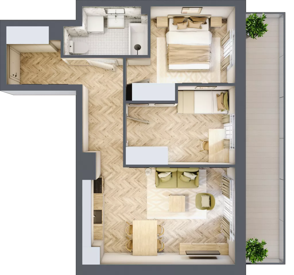 3 pokoje, mieszkanie 51,96 m², piętro 5, oferta nr Z9.28, Osiedle Zbytki, Warszawa, Białołęka, Nowodwory, ul. Zbytki 9