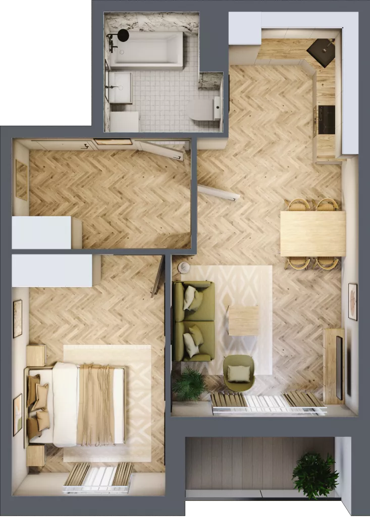 2 pokoje, mieszkanie 48,08 m², piętro 4, oferta nr Z9.48, Osiedle Zbytki, Warszawa, Białołęka, Nowodwory, ul. Zbytki 9