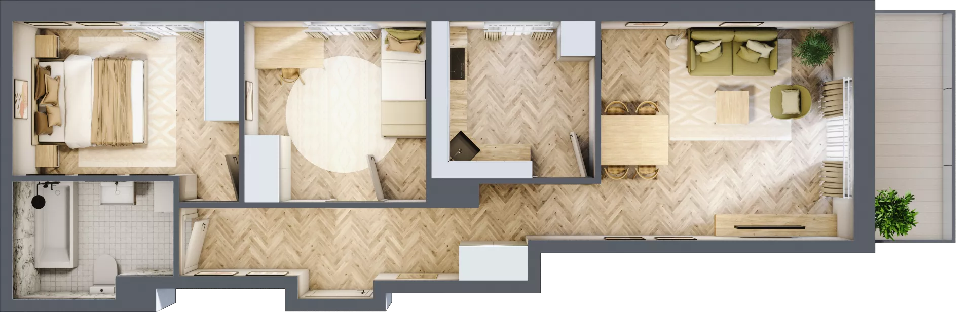 3 pokoje, mieszkanie 59,78 m², piętro 1, oferta nr Z9.05, Osiedle Zbytki, Warszawa, Białołęka, Nowodwory, ul. Zbytki 9