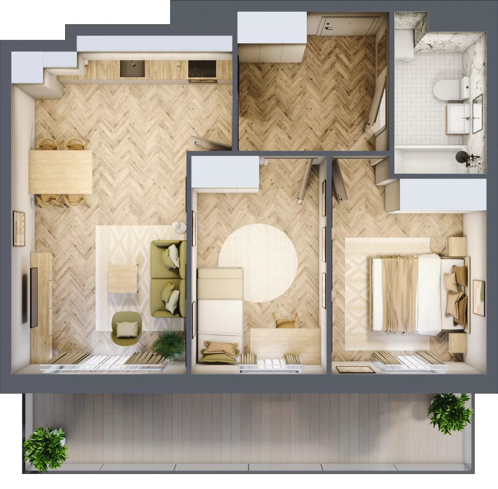 3 pokoje, mieszkanie 48,48 m², piętro 1, oferta nr Z9.08, Osiedle Zbytki, Warszawa, Białołęka, Nowodwory, ul. Zbytki 9