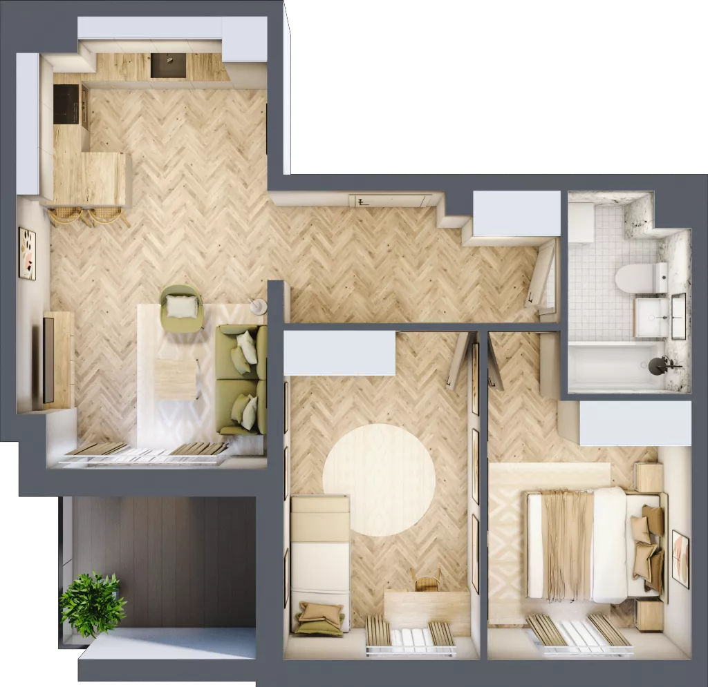 3 pokoje, mieszkanie 53,04 m², parter, oferta nr Z9.04, Osiedle Zbytki, Warszawa, Białołęka, Nowodwory, ul. Zbytki 9