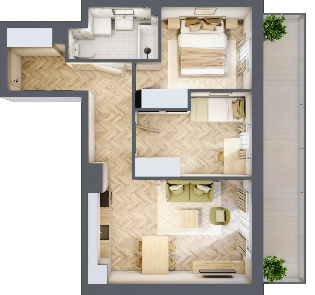 3 pokoje, mieszkanie 51,96 m², parter, oferta nr Z9.02, Osiedle Zbytki, Warszawa, Białołęka, Nowodwory, ul. Zbytki 9