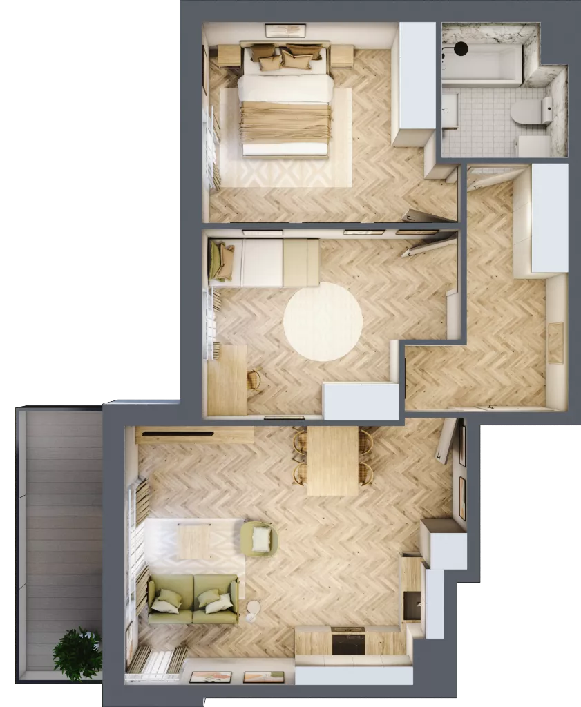 3 pokoje, mieszkanie 59,99 m², piętro 3, oferta nr Z9.46, Osiedle Zbytki, Warszawa, Białołęka, Nowodwory, ul. Zbytki 9