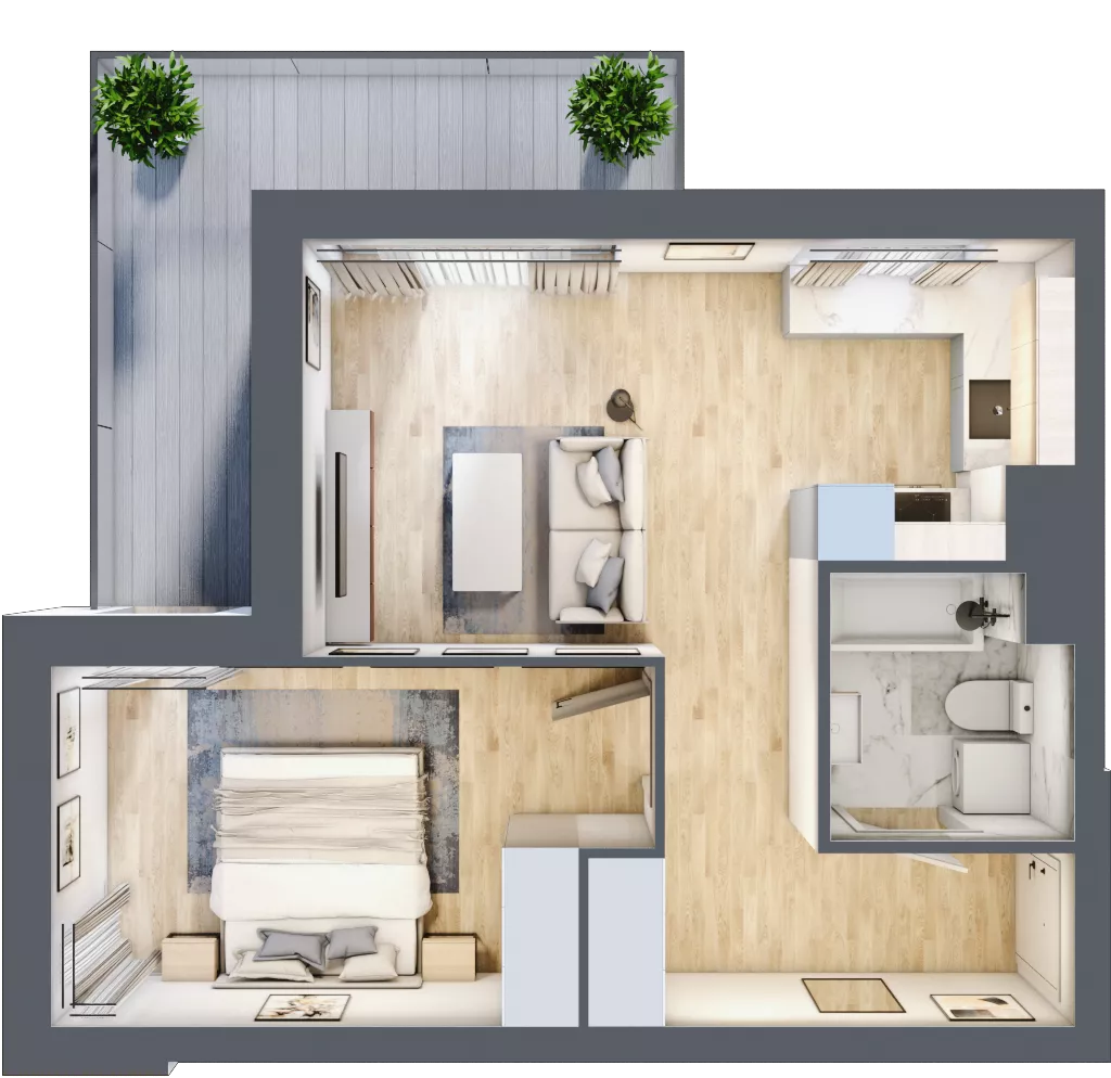 2 pokoje, mieszkanie 41,34 m², piętro 4, oferta nr A.04.M012, Złota Wilga, Warszawa, Praga Południe, Gocław, ul. Złotej Wilgi 2