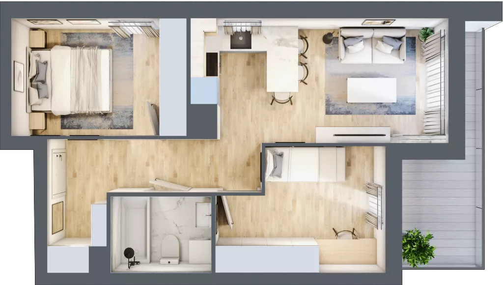 3 pokoje, mieszkanie 48,08 m², piętro 1, oferta nr C.01.M075, Złota Wilga, Warszawa, Praga Południe, Gocław, ul. Złotej Wilgi 2