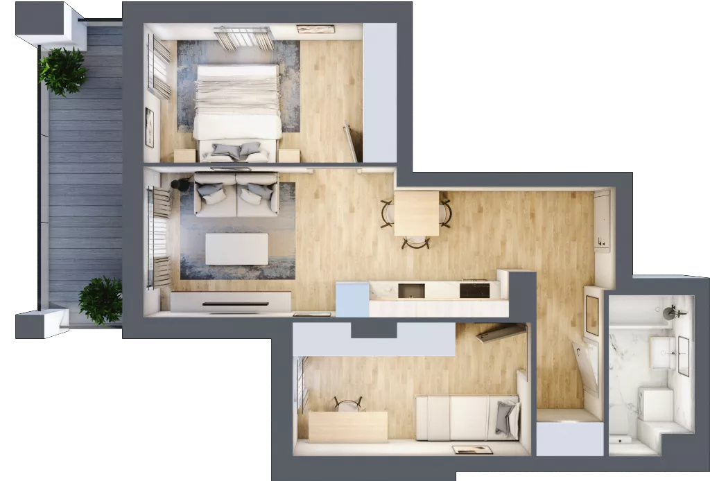 3 pokoje, mieszkanie 49,38 m², piętro 7, oferta nr C.07.M091, Złota Wilga, Warszawa, Praga Południe, Gocław, ul. Złotej Wilgi 2