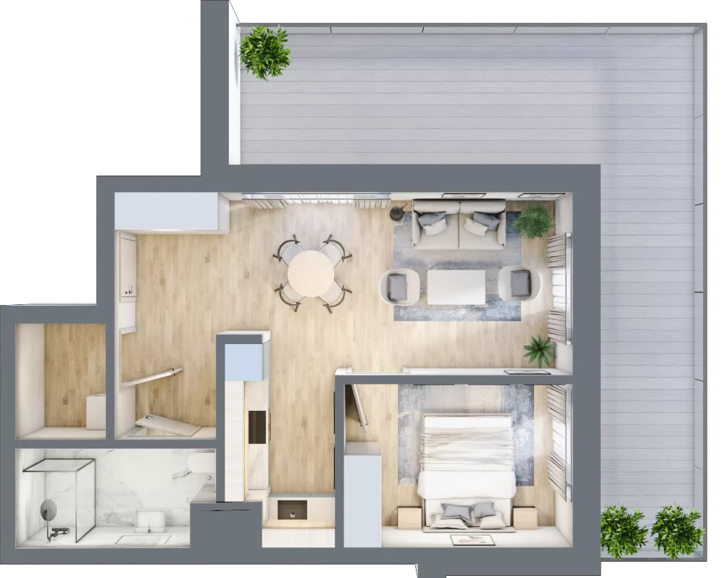 2 pokoje, apartament 45,13 m², parter, oferta nr D/0.02, Rogowo Pearl, Rogowo, ul. Rezydencyjna