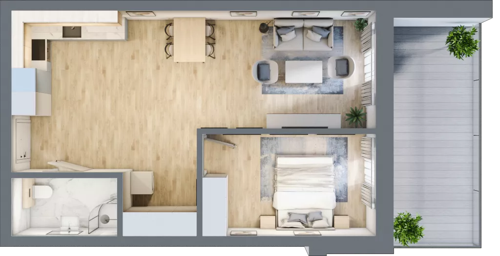 2 pokoje, apartament 51,18 m², parter, oferta nr D/0.03, Rogowo Pearl, Rogowo, ul. Rezydencyjna