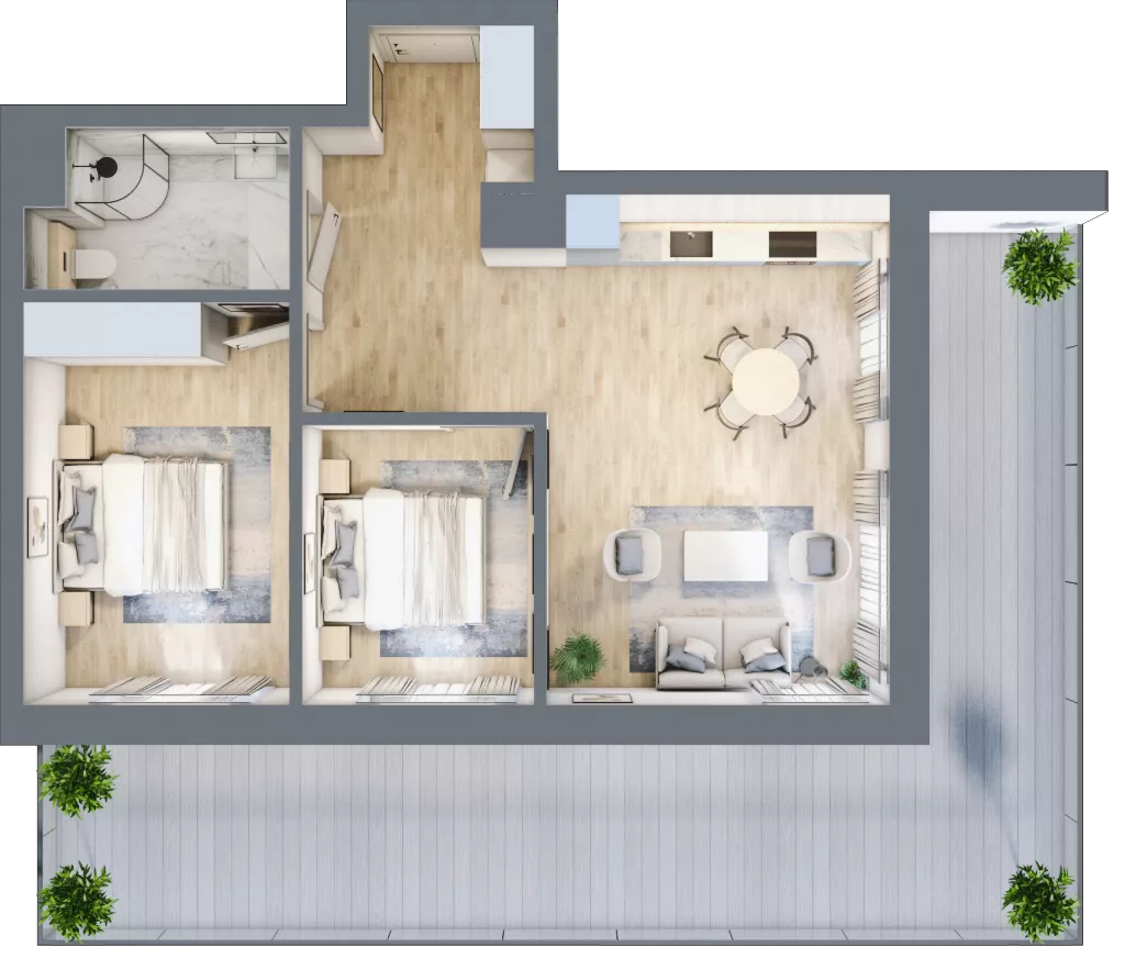 3 pokoje, apartament 58,67 m², parter, oferta nr D/0.09, Rogowo Pearl, Rogowo, ul. Rezydencyjna