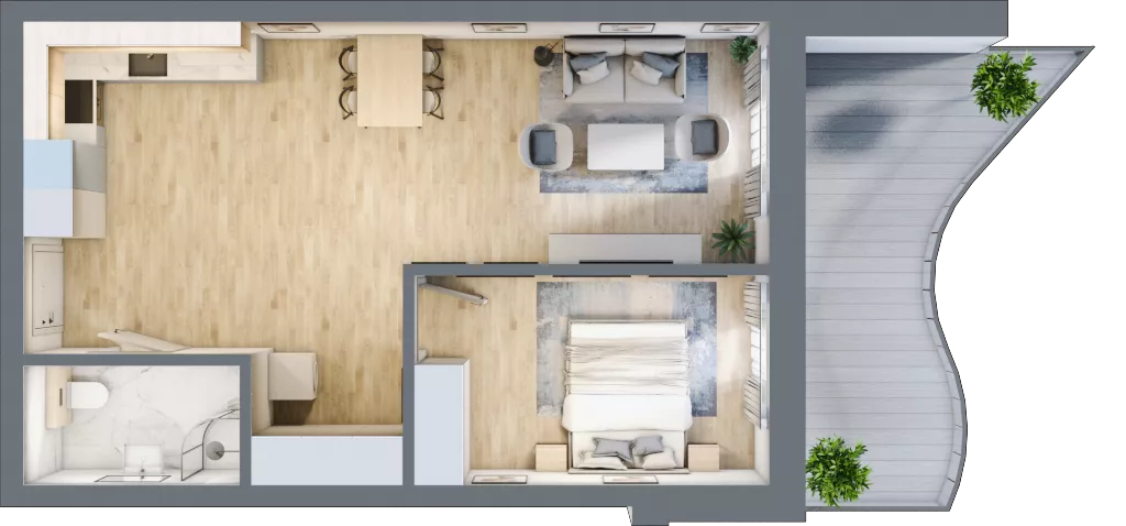 2 pokoje, apartament 51,10 m², piętro 1, oferta nr D/1.03, Rogowo Pearl, Rogowo, ul. Rezydencyjna
