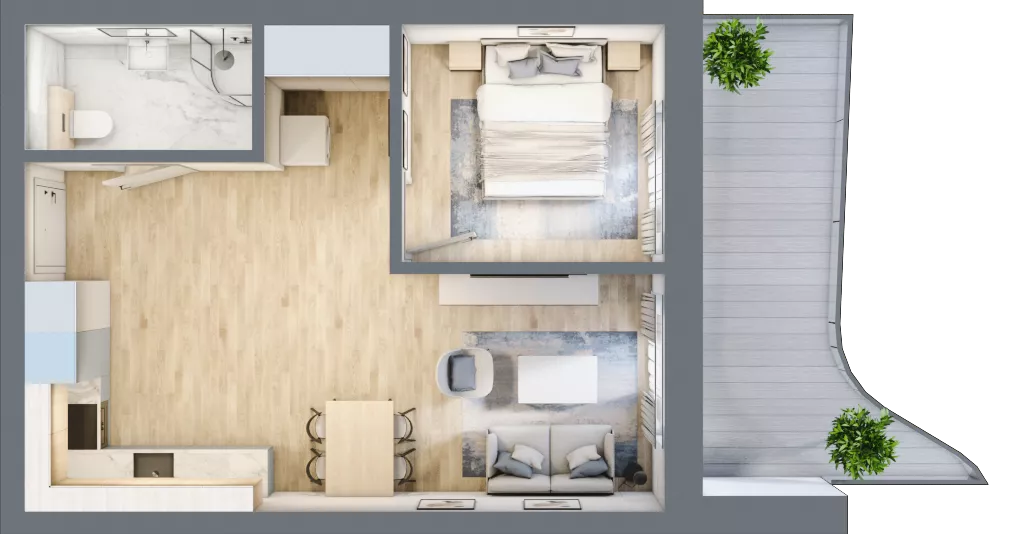 2 pokoje, apartament 41,54 m², piętro 1, oferta nr D/1.05, Rogowo Pearl, Rogowo, ul. Rezydencyjna
