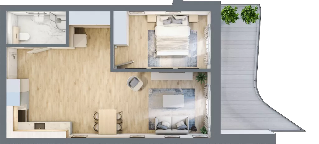 2 pokoje, apartament 51,01 m², piętro 1, oferta nr D/1.06, Rogowo Pearl, Rogowo, ul. Rezydencyjna