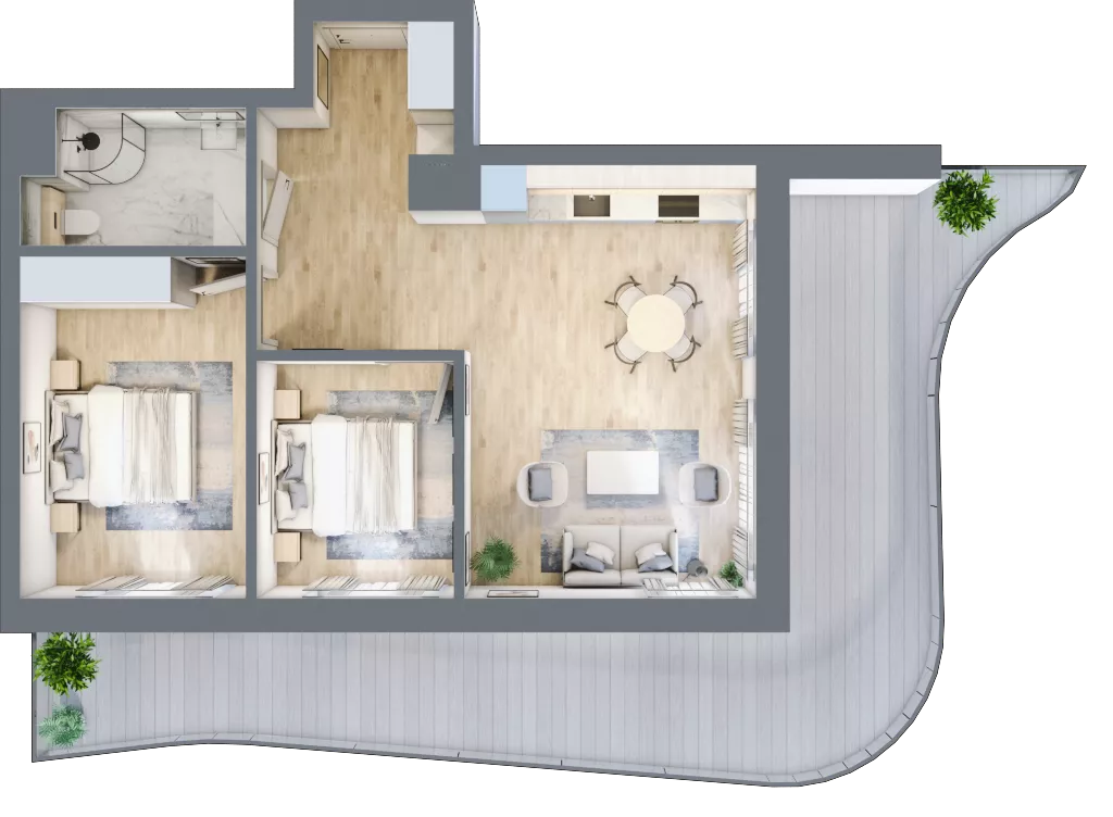 3 pokoje, apartament 58,73 m², piętro 1, oferta nr D/1.10, Rogowo Pearl, Rogowo, ul. Rezydencyjna