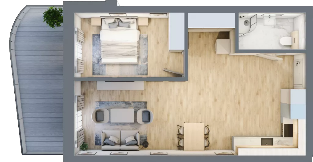 2 pokoje, apartament 51,17 m², piętro 1, oferta nr D/1.11, Rogowo Pearl, Rogowo, ul. Rezydencyjna