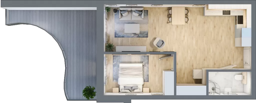 2 pokoje, apartament 51,04 m², piętro 1, oferta nr D/1.14, Rogowo Pearl, Rogowo, ul. Rezydencyjna