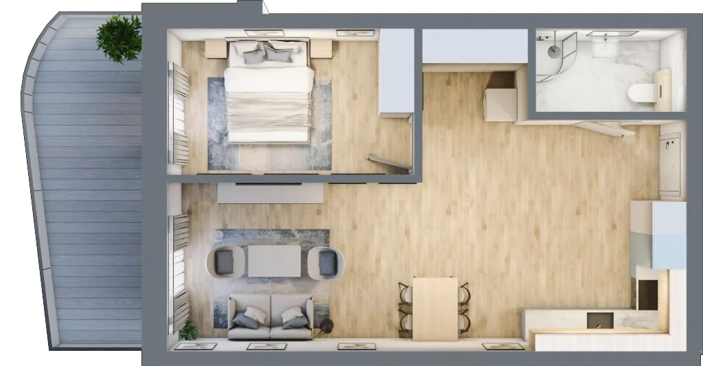 2 pokoje, apartament 51,01 m², piętro 2, oferta nr D/2.11, Rogowo Pearl, Rogowo, ul. Rezydencyjna