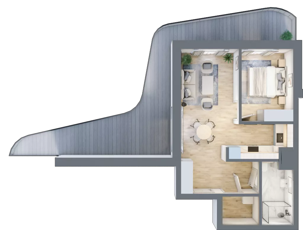 2 pokoje, apartament 44,77 m², piętro 3, oferta nr D/3.02, Rogowo Pearl, Rogowo, ul. Rezydencyjna