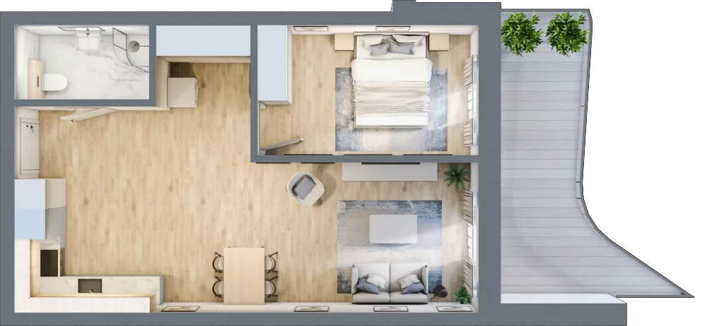 2 pokoje, apartament 51,12 m², piętro 3, oferta nr D/3.06, Rogowo Pearl, Rogowo, ul. Rezydencyjna