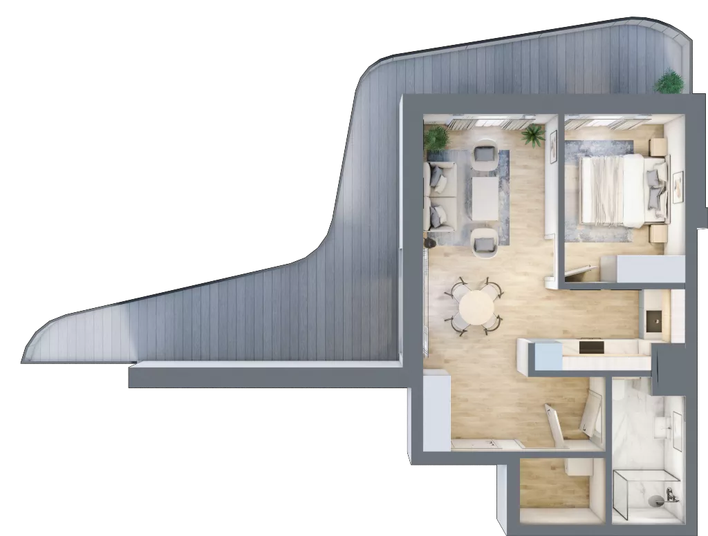 2 pokoje, apartament 44,61 m², piętro 4, oferta nr D/4.02, Rogowo Pearl, Rogowo, ul. Rezydencyjna