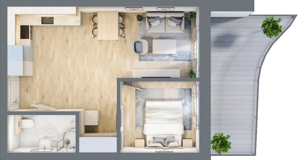 2 pokoje, apartament 41,57 m², piętro 4, oferta nr D/4.04, Rogowo Pearl, Rogowo, ul. Rezydencyjna