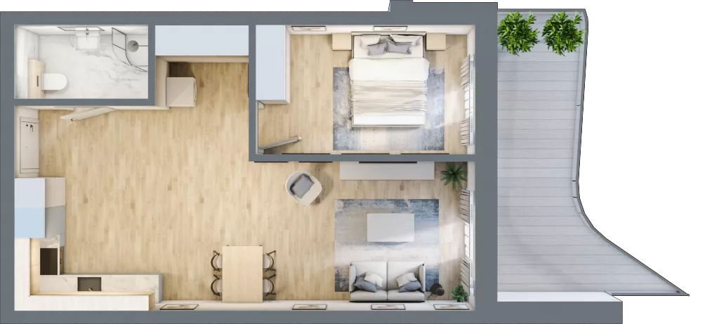 2 pokoje, apartament 51,04 m², piętro 4, oferta nr D/4.06, Rogowo Pearl, Rogowo, ul. Rezydencyjna