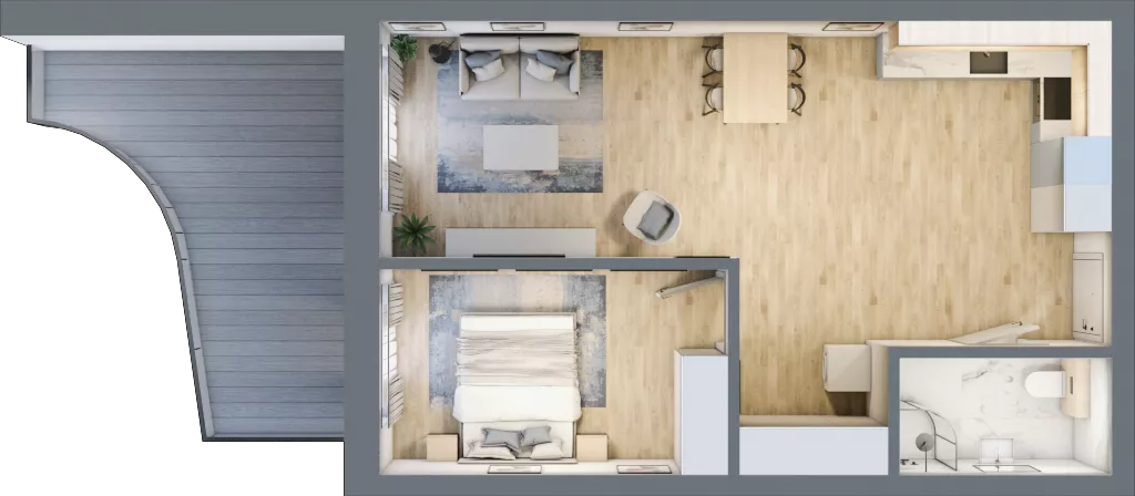2 pokoje, apartament inwestycyjny 51,17 m², piętro 2, oferta nr G/2.22, Rogowo Pearl, Rogowo, ul. Rezydencyjna