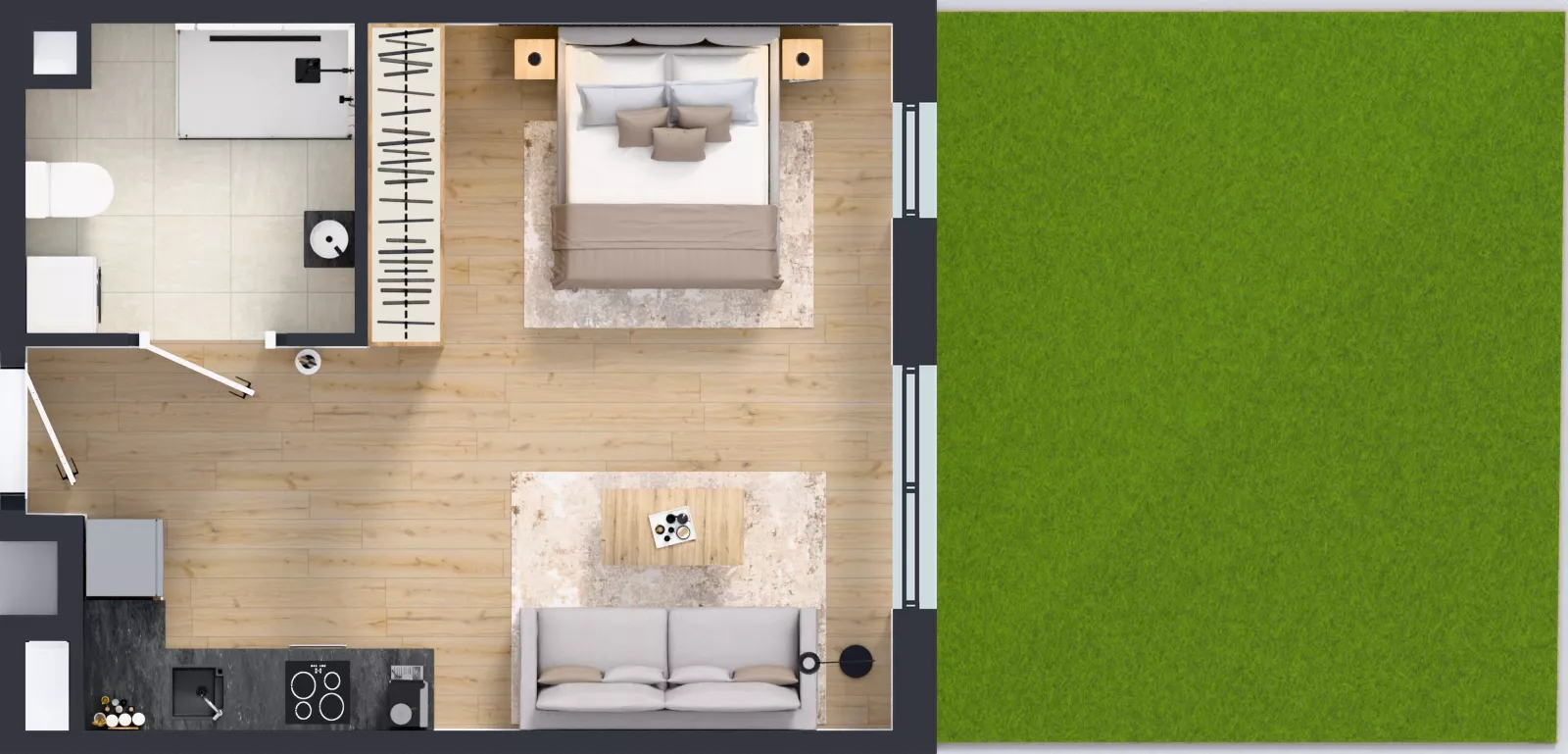 1 pokój, mieszkanie 35,85 m², parter, oferta nr B.0.7, Jabłonova Bud. B, Piaseczno, ul. Jabłoniowa