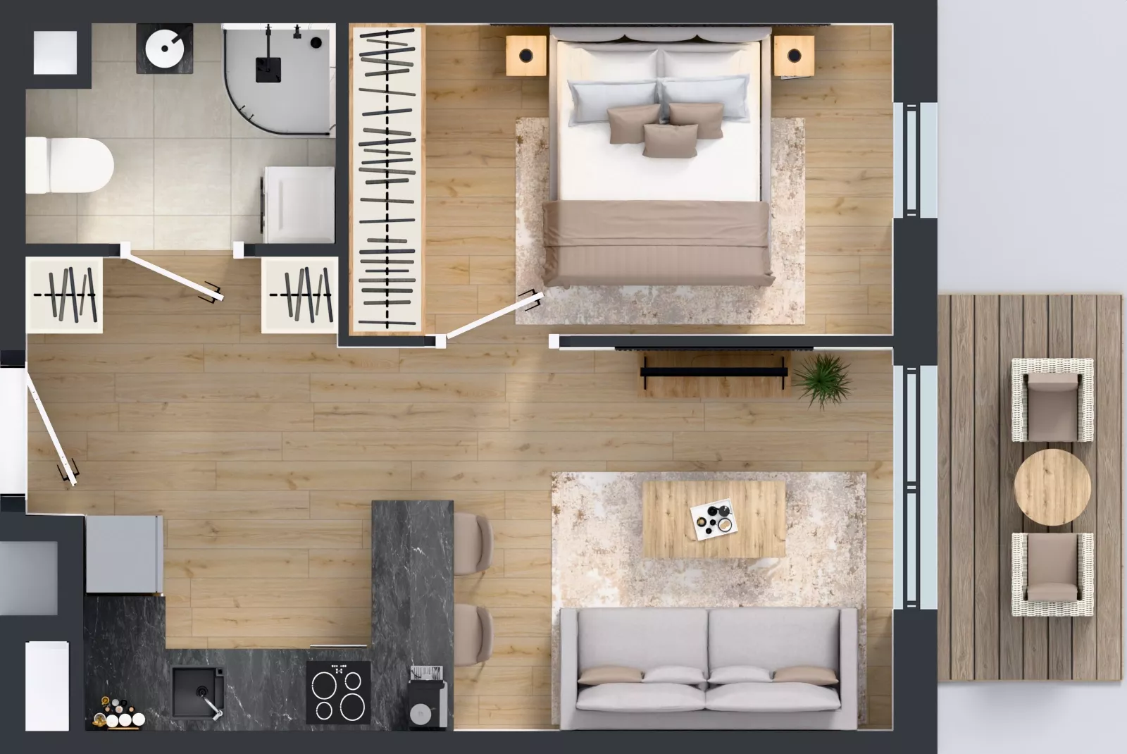 2 pokoje, mieszkanie 35,53 m², piętro 1, oferta nr B.1.30, Jabłonova Bud. B, Piaseczno, ul. Jabłoniowa