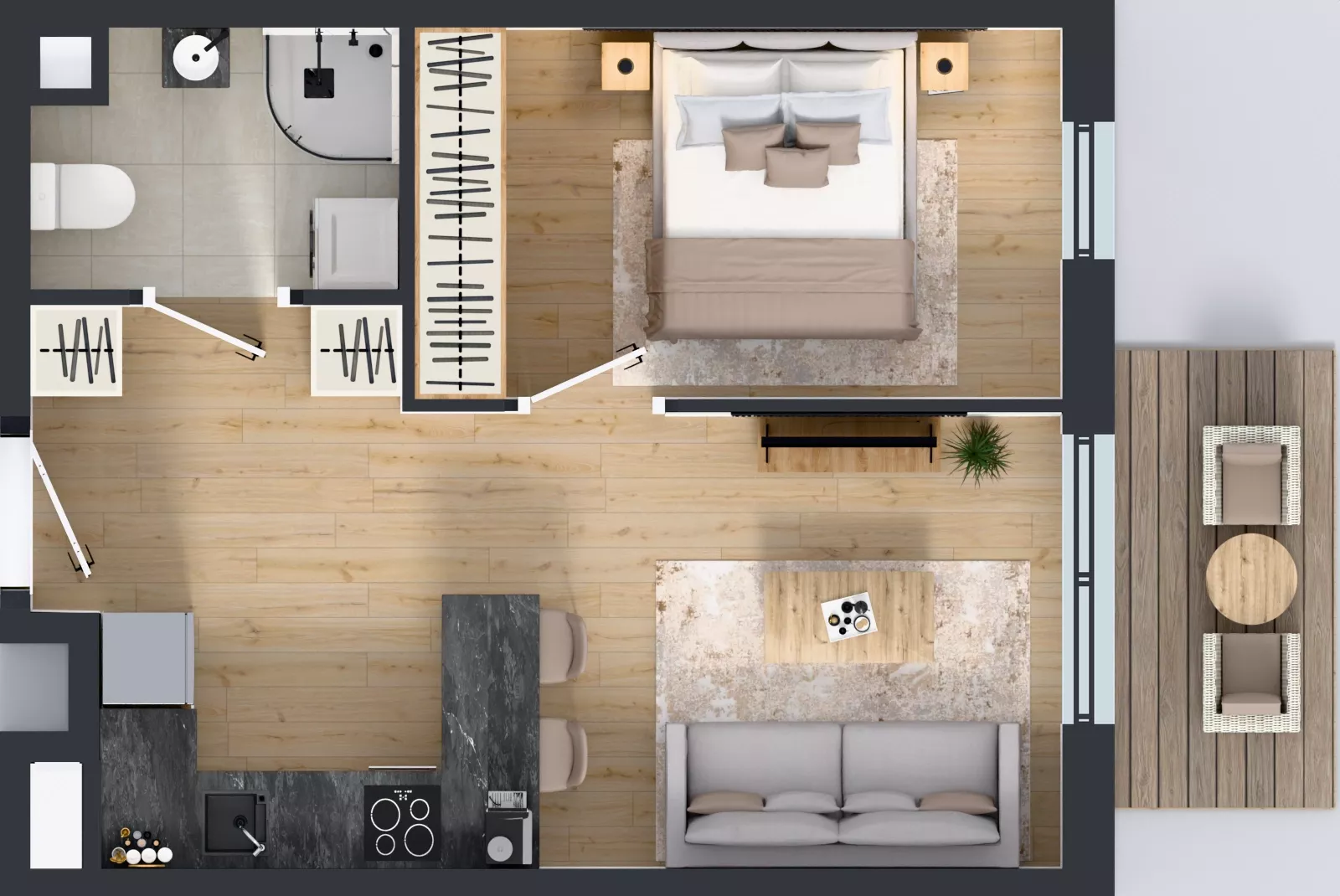 2 pokoje, mieszkanie 35,53 m², piętro 2, oferta nr B.2.56, Jabłonova Bud. B, Piaseczno, ul. Jabłoniowa