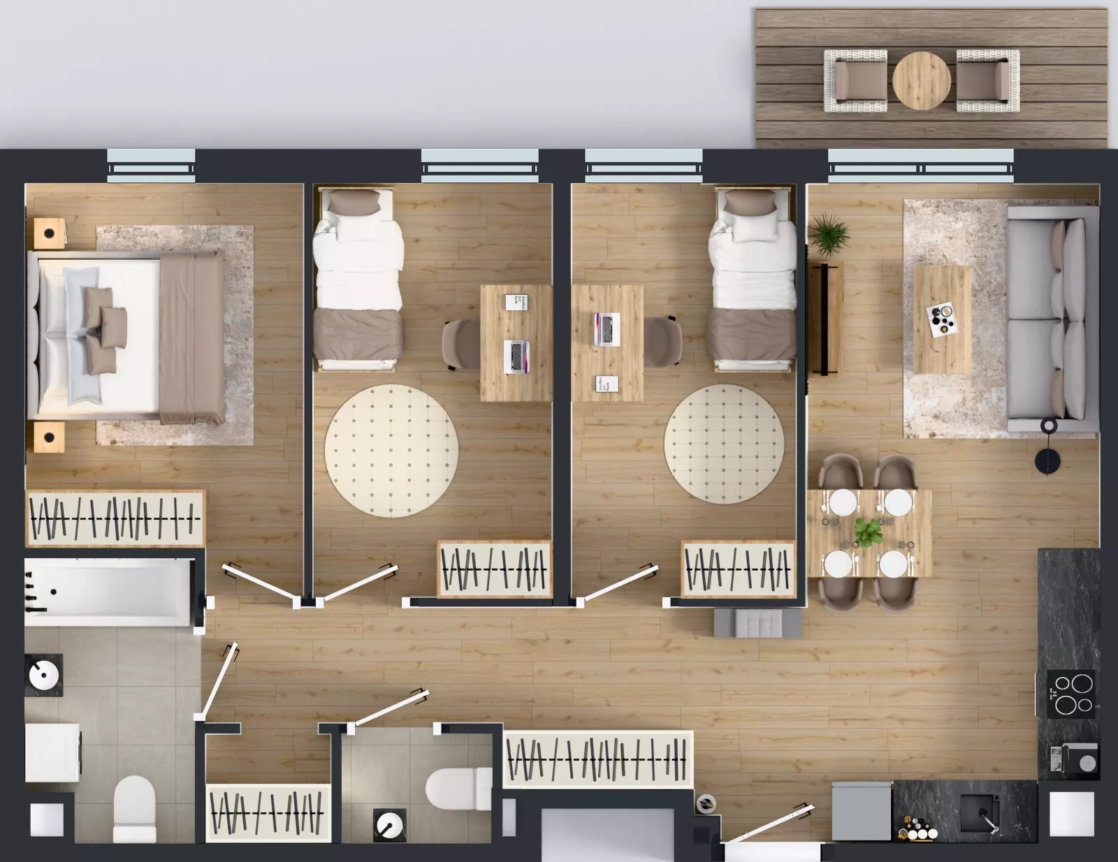 4 pokoje, mieszkanie 70,06 m², piętro 3, oferta nr B.3.78, Jabłonova Bud. B, Piaseczno, ul. Jabłoniowa