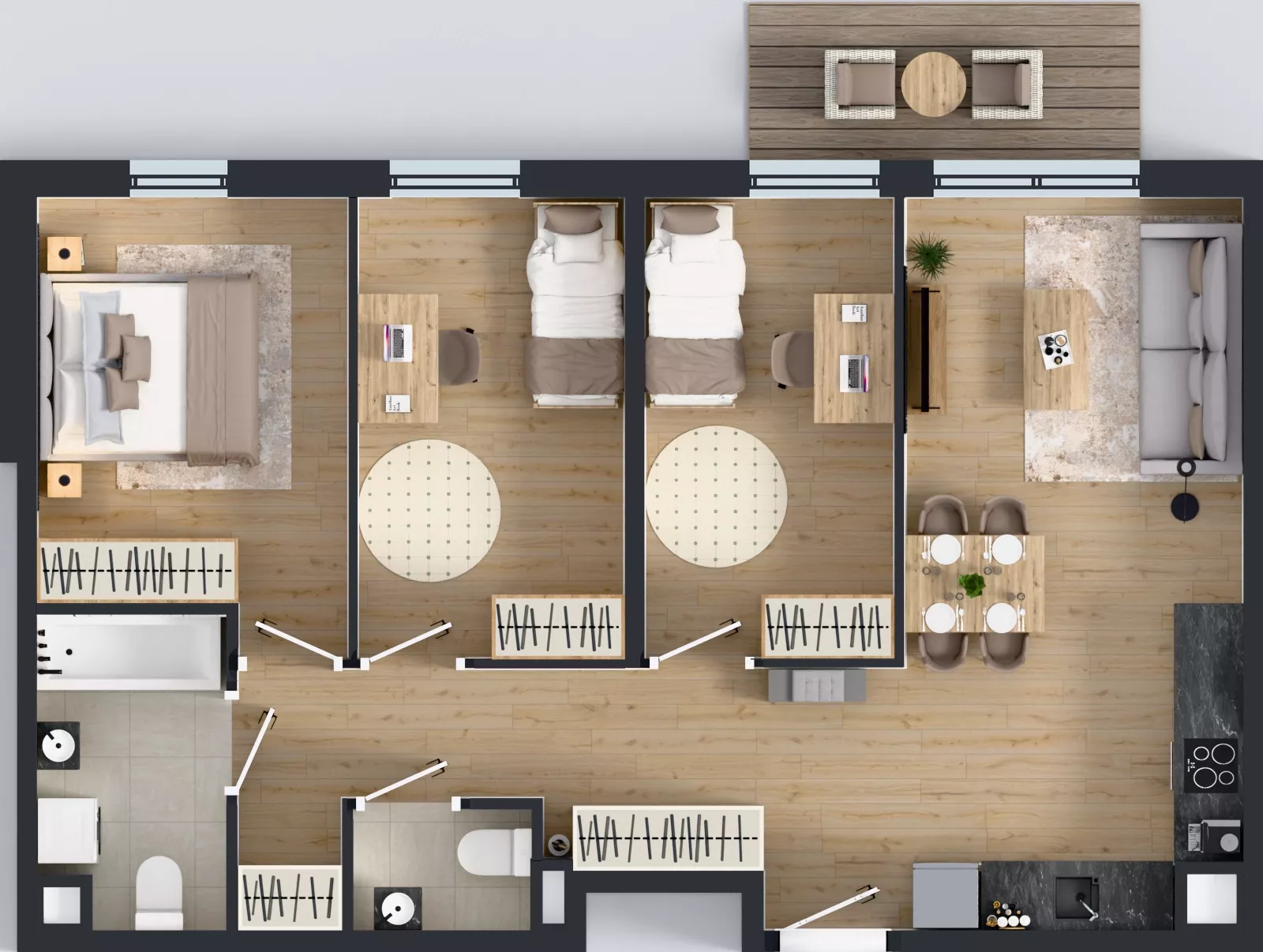 4 pokoje, mieszkanie 70,85 m², piętro 4, oferta nr B.4.103, Jabłonova Bud. B, Piaseczno, ul. Jabłoniowa