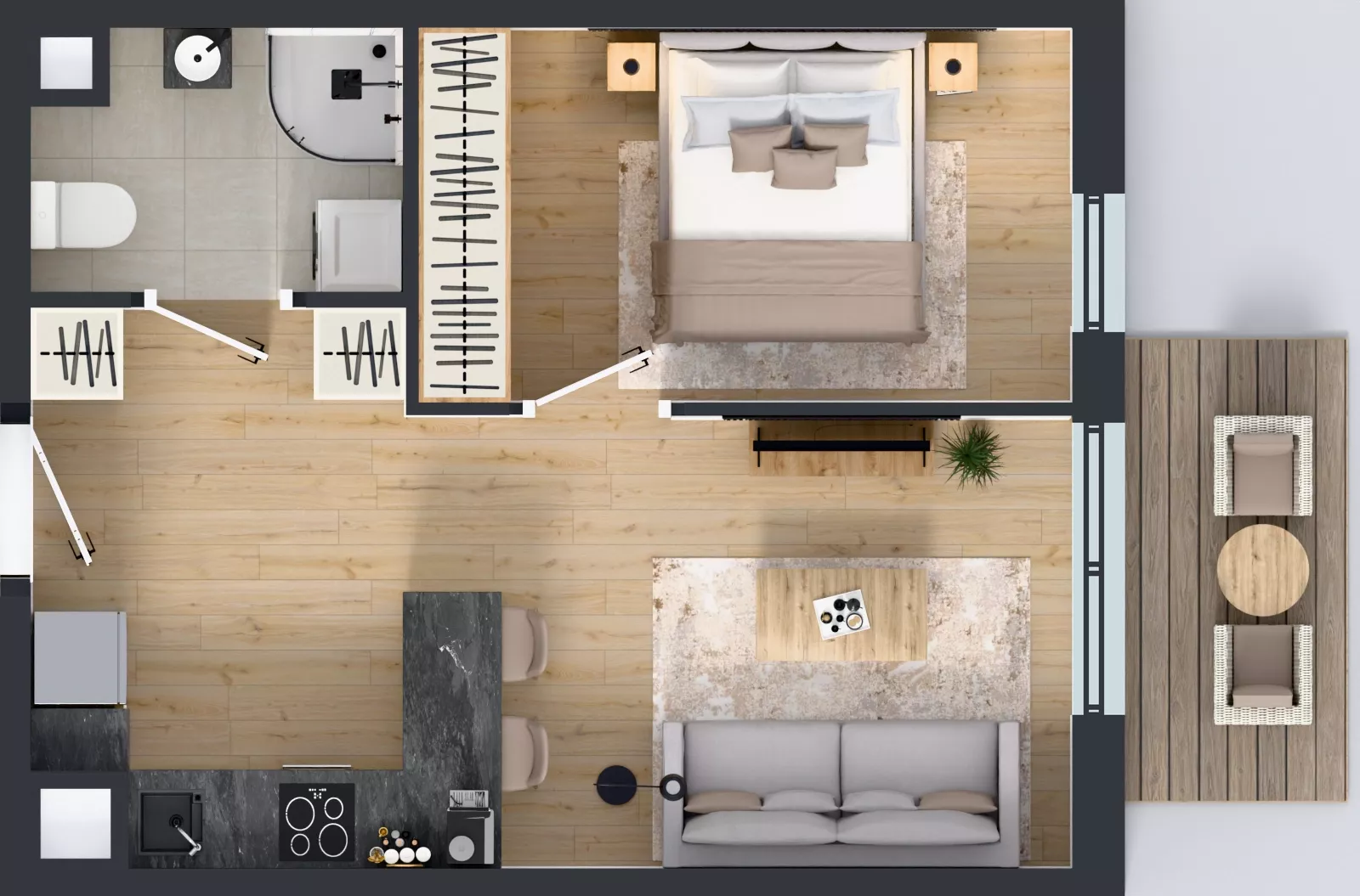 2 pokoje, mieszkanie 35,56 m², piętro 4, oferta nr B.4.104, Jabłonova Bud. B, Piaseczno, ul. Jabłoniowa