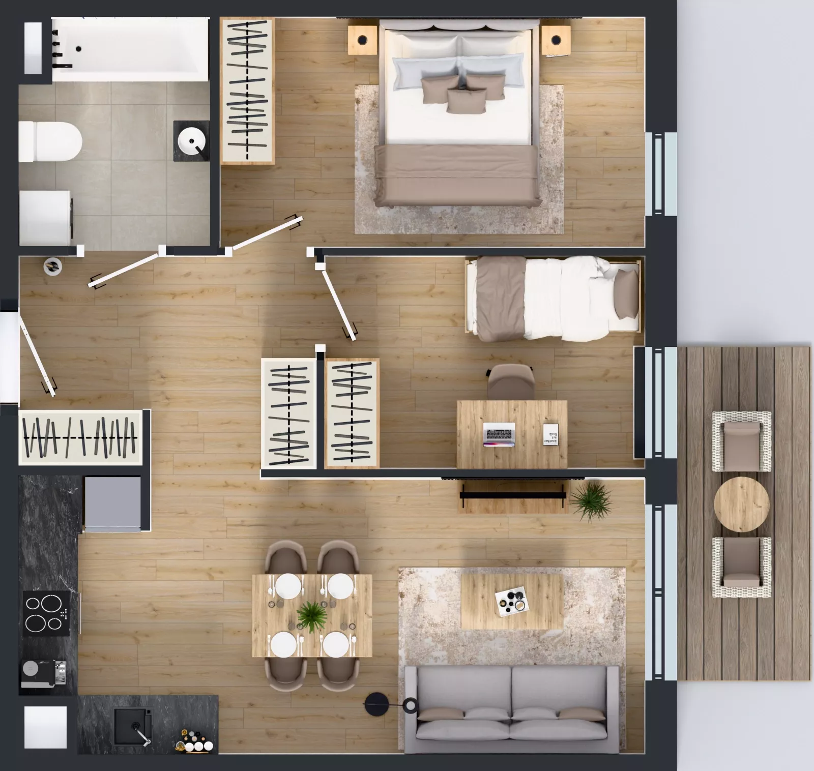 3 pokoje, mieszkanie 51,72 m², piętro 4, oferta nr B.4.107, Jabłonova Bud. B, Piaseczno, ul. Jabłoniowa
