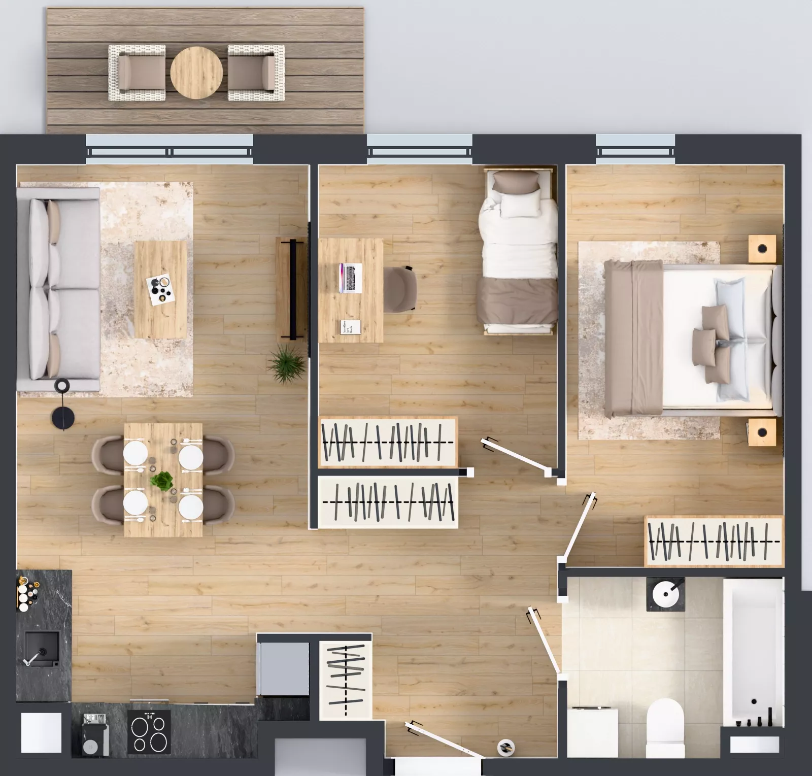 3 pokoje, mieszkanie 56,42 m², piętro 4, oferta nr B.4.108, Jabłonova Bud. B, Piaseczno, ul. Jabłoniowa