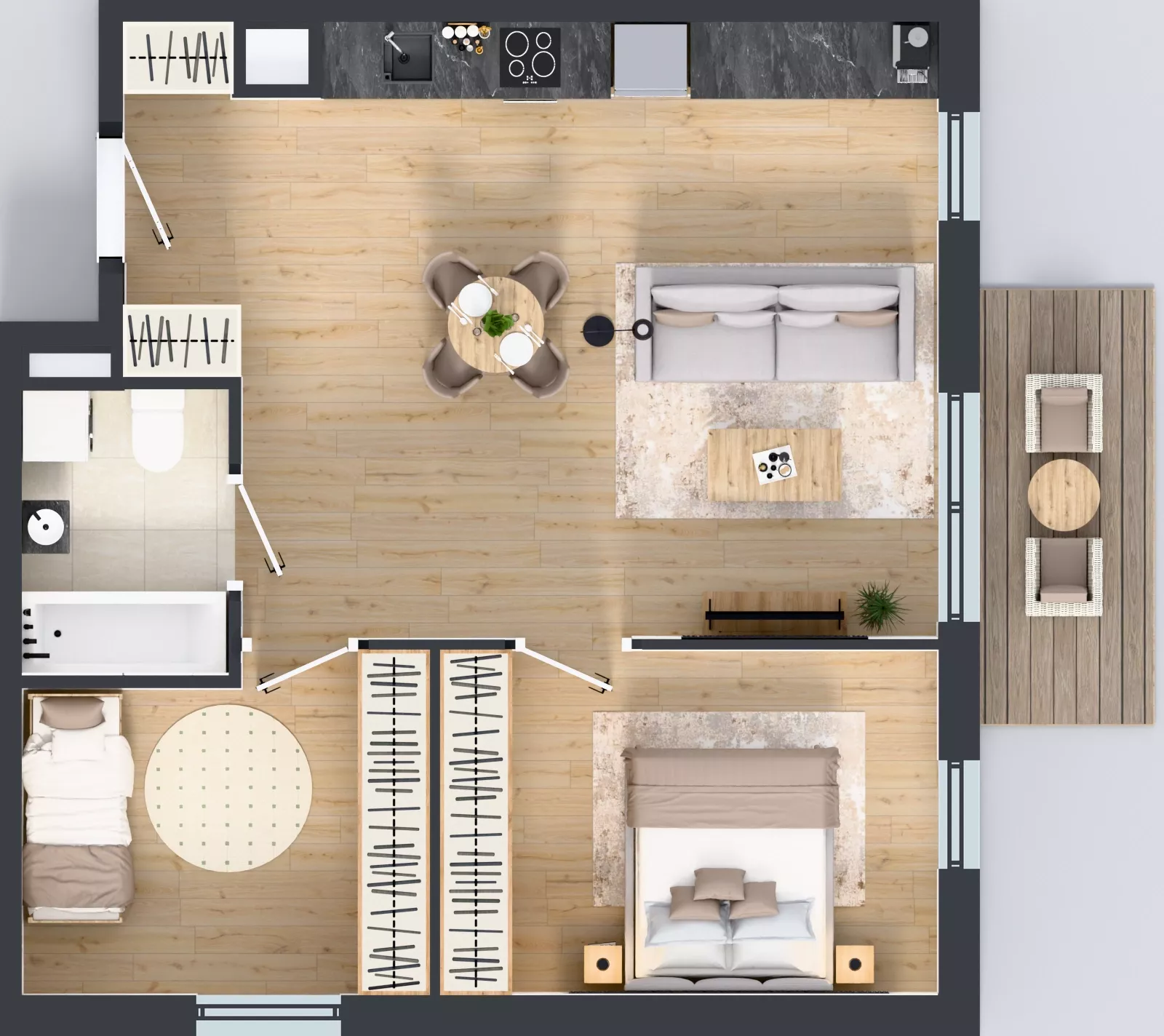 3 pokoje, mieszkanie 57,27 m², piętro 4, oferta nr B.4.110, Jabłonova Bud. B, Piaseczno, ul. Jabłoniowa