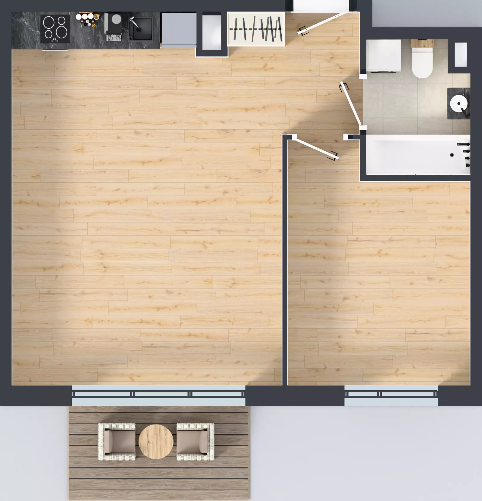 2 pokoje, mieszkanie 48,29 m², piętro 2, oferta nr A.K2.43, Porto Żerań, Warszawa, Białołęka, Żerań, ul. Myśliborska