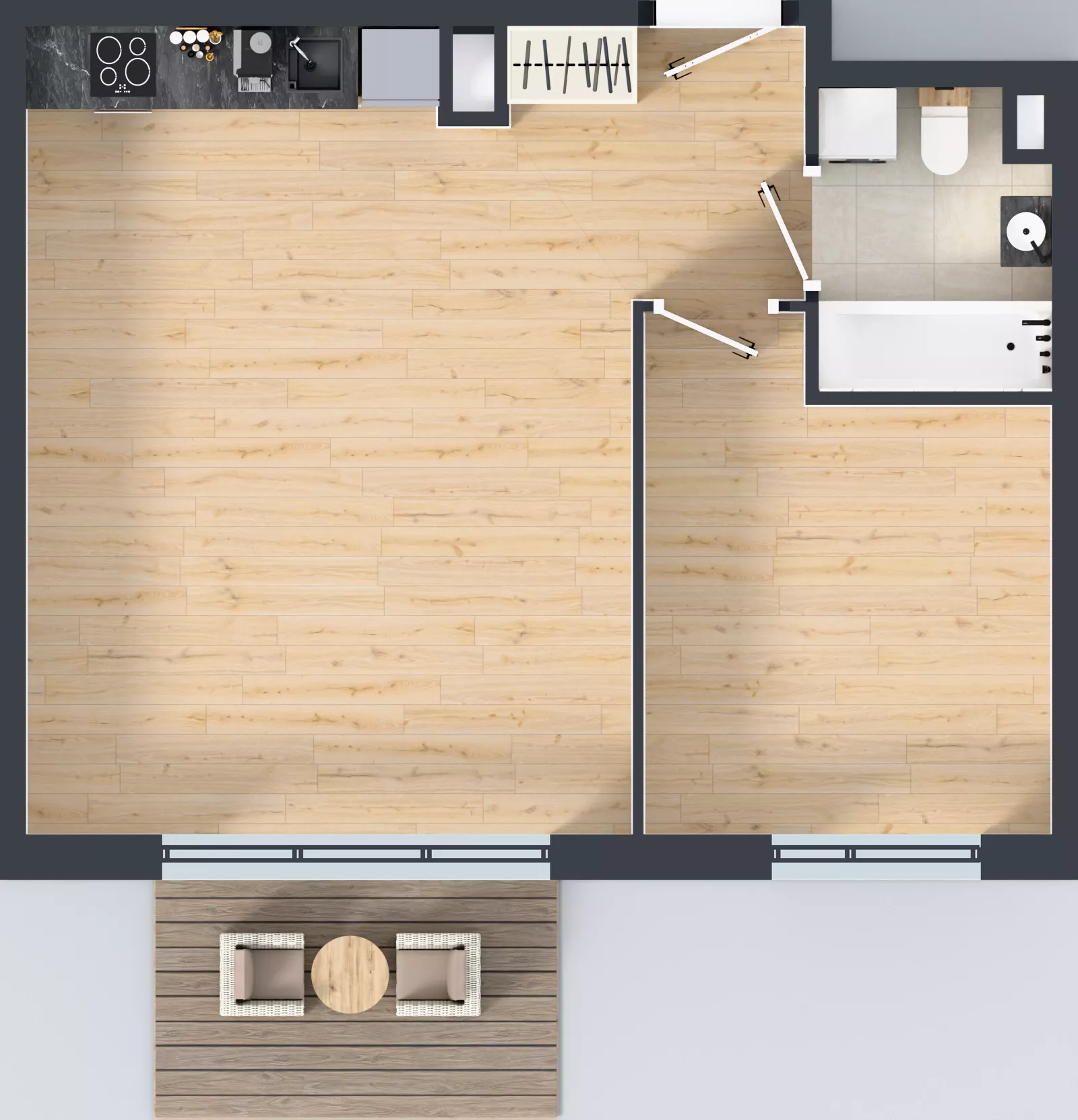 2 pokoje, mieszkanie 46,27 m², piętro 5, oferta nr A.K2.55, Porto Żerań, Warszawa, Białołęka, Żerań, ul. Myśliborska