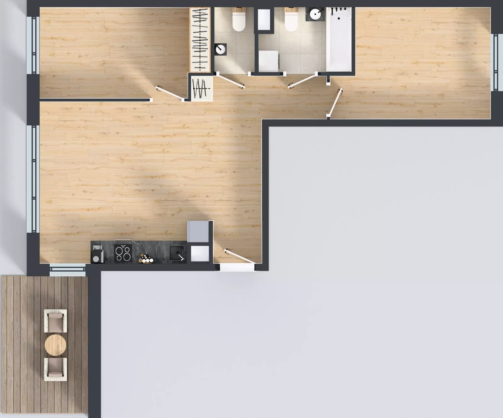 3 pokoje, mieszkanie 61,69 m², piętro 5, oferta nr A.K2.57, Porto Żerań, Warszawa, Białołęka, Żerań, ul. Myśliborska