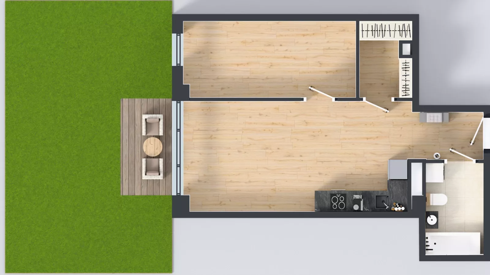 2 pokoje, mieszkanie 48,40 m², parter, oferta nr B.K1.05, Porto Żerań, Warszawa, Białołęka, Żerań, ul. Myśliborska