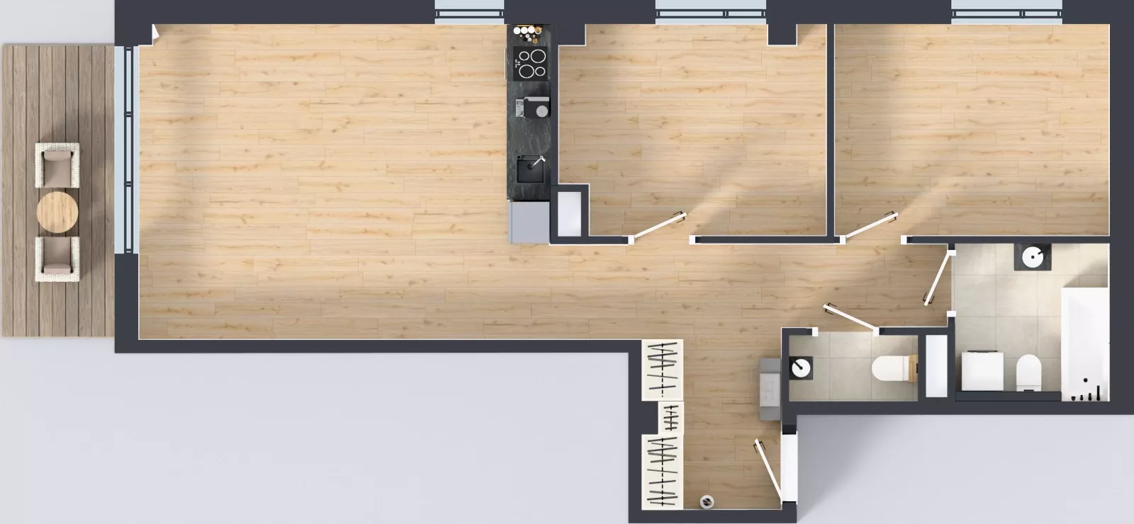 3 pokoje, mieszkanie 69,92 m², piętro 1, oferta nr B.K1.12, Porto Żerań, Warszawa, Białołęka, Żerań, ul. Myśliborska