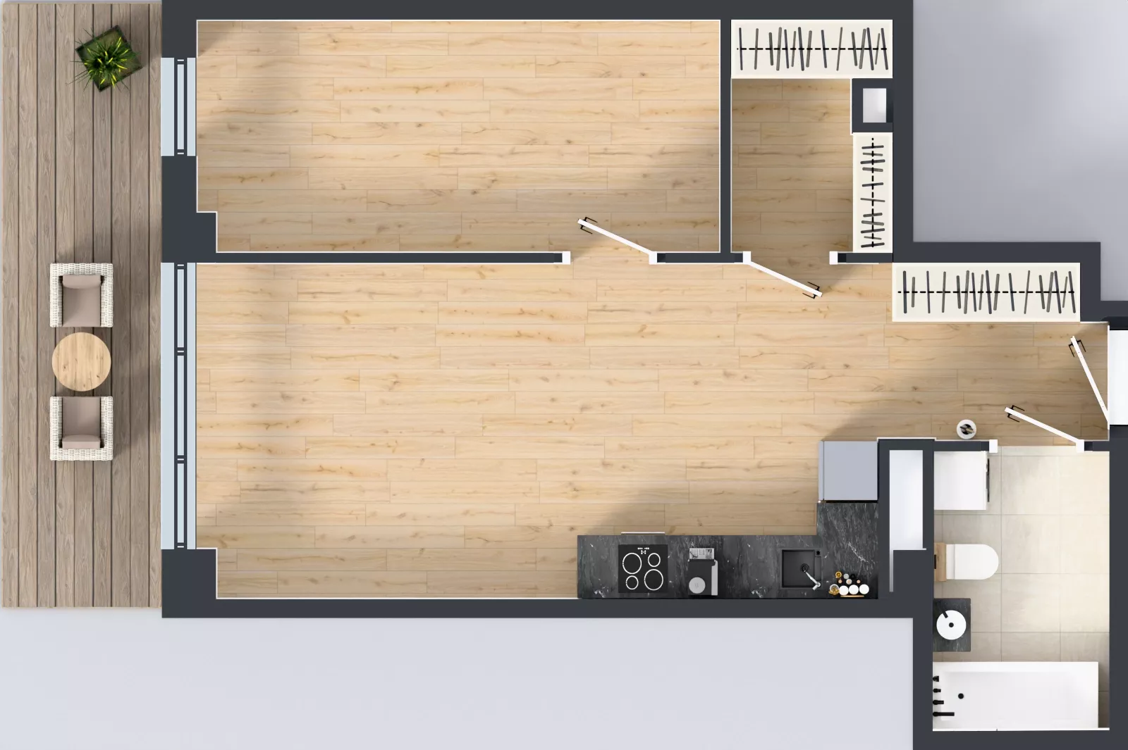 2 pokoje, mieszkanie 48,95 m², piętro 2, oferta nr B.K1.17, Porto Żerań, Warszawa, Białołęka, Żerań, ul. Myśliborska