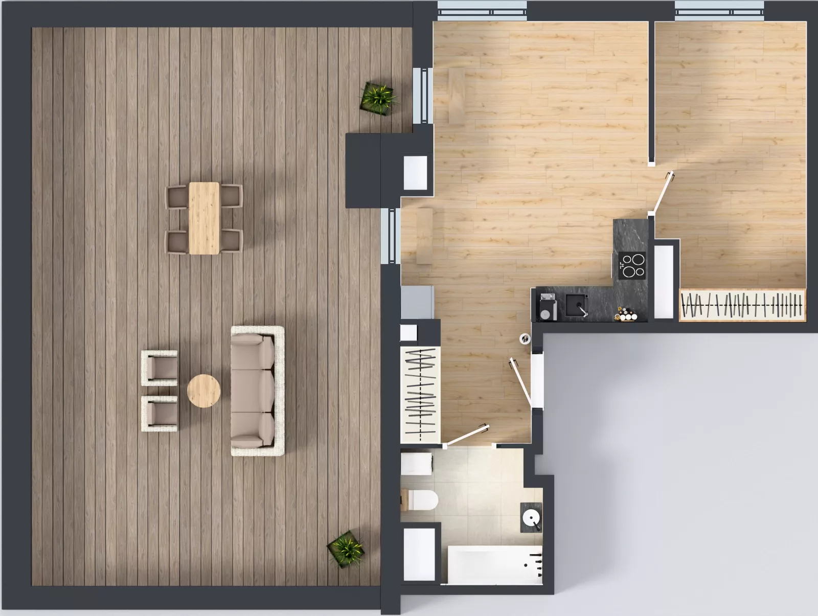 2 pokoje, mieszkanie 45,96 m², piętro 5, oferta nr B.K1.34, Porto Żerań, Warszawa, Białołęka, Żerań, ul. Myśliborska