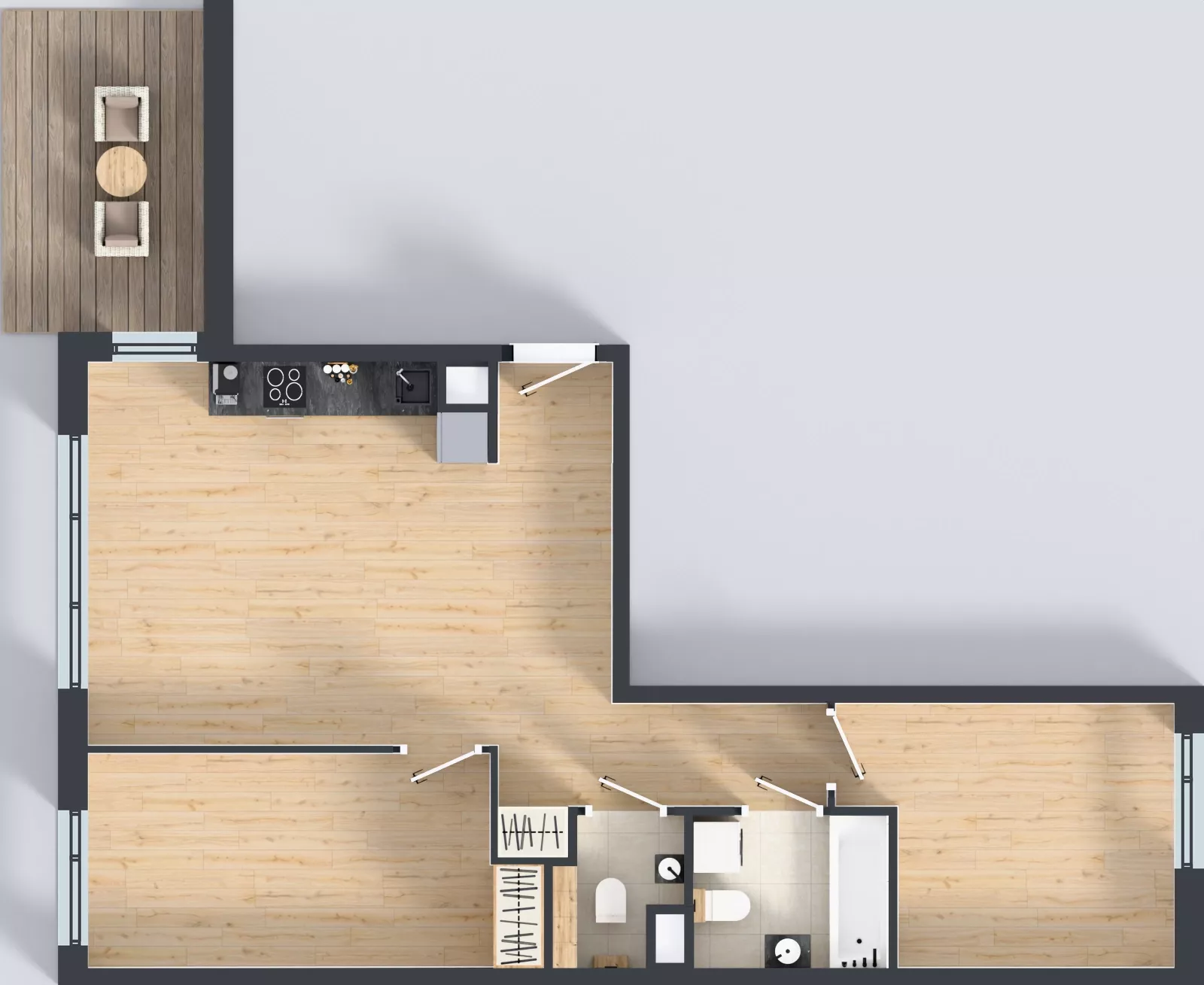 3 pokoje, mieszkanie 62,82 m², piętro 2, oferta nr B.K2.46, Porto Żerań, Warszawa, Białołęka, Żerań, ul. Myśliborska