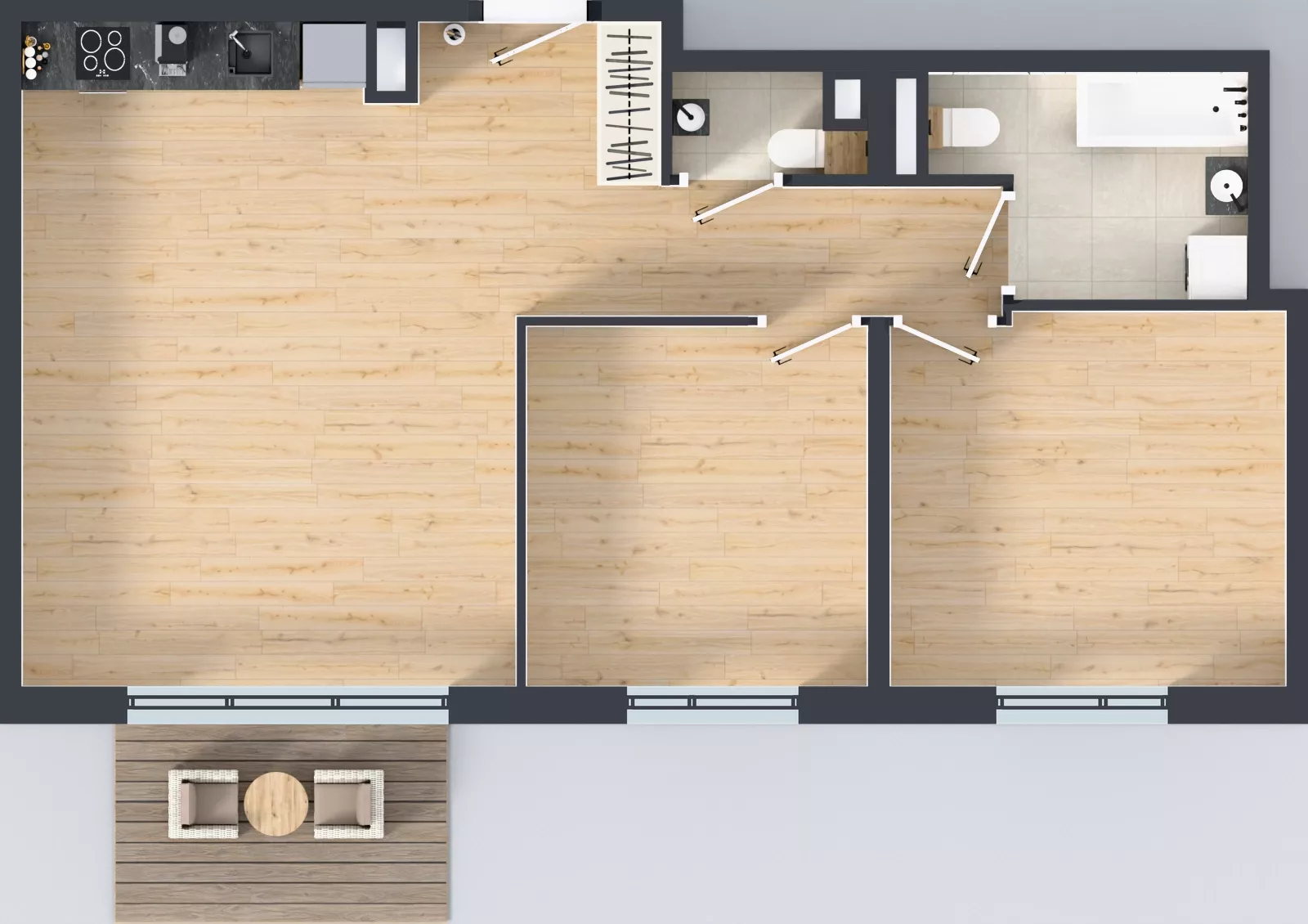 3 pokoje, mieszkanie 65,91 m², piętro 5, oferta nr B.K2.56, Porto Żerań, Warszawa, Białołęka, Żerań, ul. Myśliborska