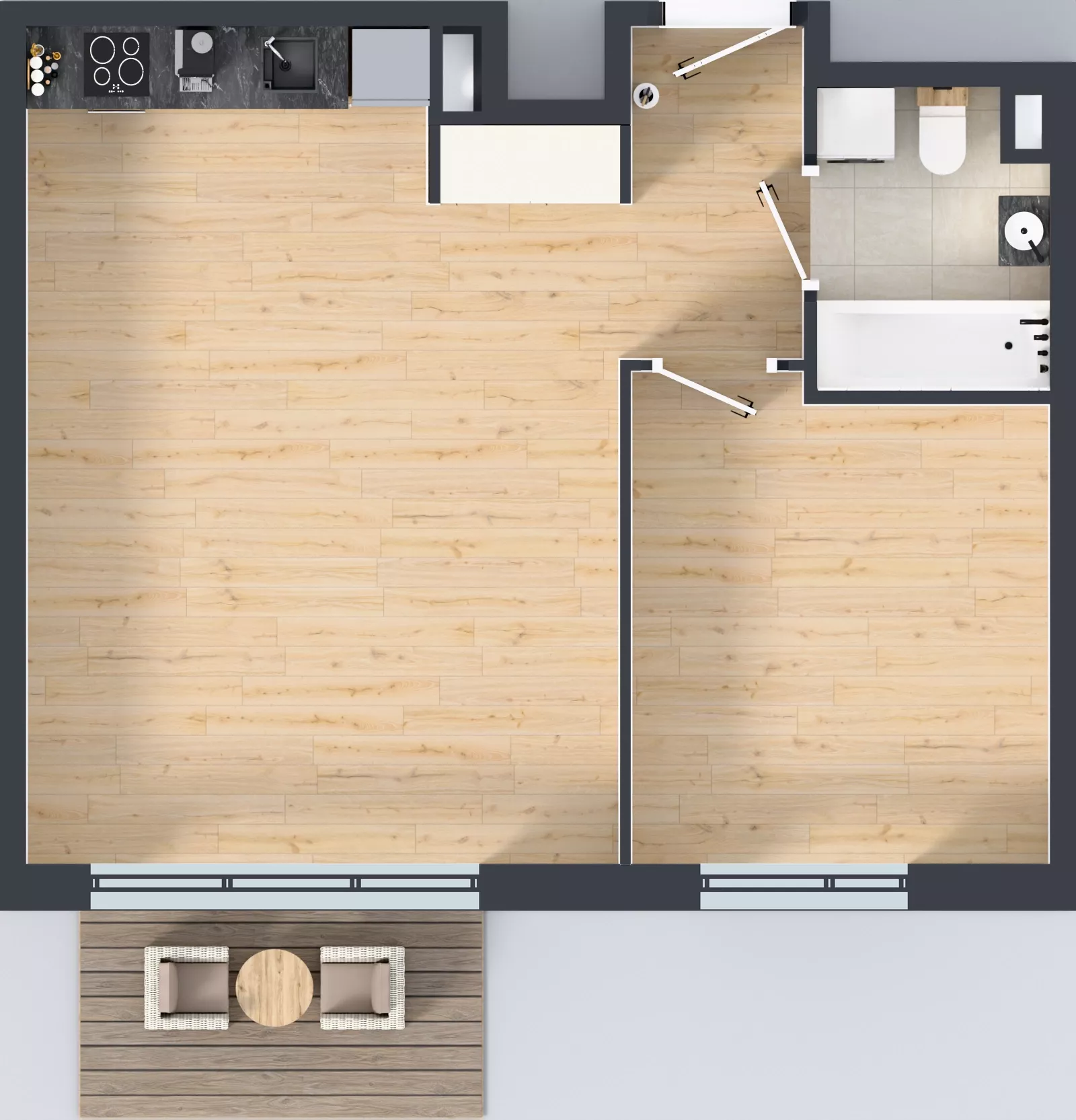 2 pokoje, mieszkanie 47,44 m², piętro 2, oferta nr B.K3.69, Porto Żerań, Warszawa, Białołęka, Żerań, ul. Myśliborska